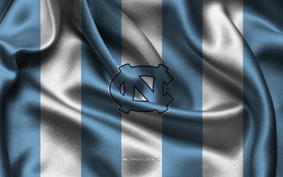 4k, logo tar tar heels del nord, tessuto di seta bianca blu, team di calcio americano, emblema di tar tar carolina del nord, ncaa, tarchi della carolina del nord, usa, football americano