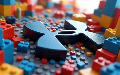 4k, logo sous l'armure 3d, macro, arrière plans lego colorés, marques de mode, logo noir under armor, créatif, marques, œuvres d'art, logo under armor, sous l'armure