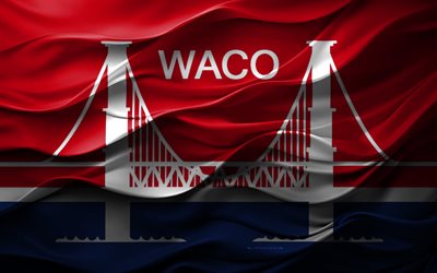 4k, flagge von waco, texas, amerikanische städte, 3d  waco  flagge, usa, waco flag, 3d  textur, tag des waco, amerikanische nationale symbole, 3d  kunst, waco
