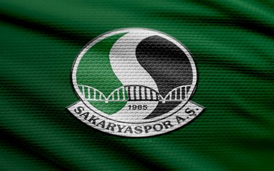 sakaryaspor fabric logo, 4k, grüne stoffhintergrund, 1 lig, bokeh, fußball, sakaryaspor logo, sakaryaspor emblem, sakaryaspor, turkischer fußballverein, sakaryaspor fc