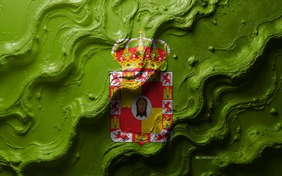 drapeau de jaen, 4k, texture des vagues de pierre, drapeau de jaen 3d, espagne, drapeaux des provinces d'espagne, jaen