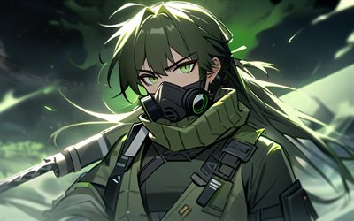 4k, Gavial, night, Arknights, manga, artwork, smoke, Medic Operator of Rhodes Island, Gavial the Invincible, Arknights characters, Gavial Arknights