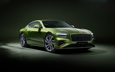 Bentley Continental GT, 4k, darkness, 2025 cars, headlights, Green Bentley Continental GT, 2025 Bentley Continental GT, british cars, Bentley