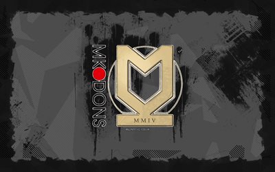 milton keynes dons fc grunge logo, 4k, liga dos, fondo de grunge negro, fútbol, milton keynes dons fc emblema, fútbol americano, milton keynes dons fc logo, milton keynes dons fc, club de fútbol inglés, milton keynes dons