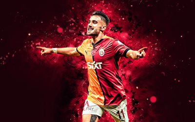 4k, yunus akgun, neşe, galatasaray fc, süper lig, türk futbolcuları, yunus akgun 4k, futbol, mor neon işıklar, galatasaray sk, yunus akgun galatasaray