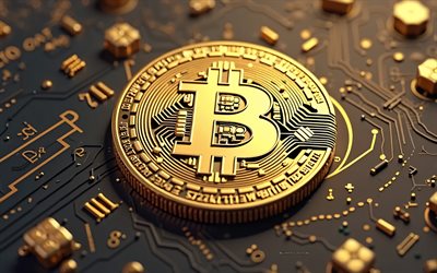4k, bitcoin 3d altın para işareti, kripto para birimi, finans arka planı, bitcoin coin, bitcoin 3d işareti, bitcoin logosu, bitcoin amblemi, bitcoin 3d logosu, bitcoin işareti, bitcoin