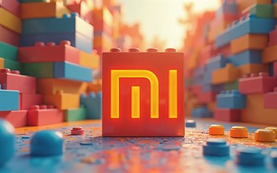 4k, xiaomi lego  logotyp, konstverk, färgglada lego  bakgrunder, elektronikmärken, xiaomi 3d  logotyp, kreativ, märke, xiaomi abstrakt logotyp, xiaomi  logotyp, xiaomi
