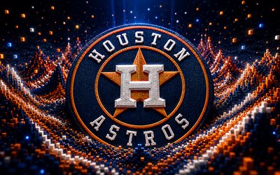 houston astros kangaslogo, 4k, sininen oranssi 3d tausta, mlb, baseball, houston astros  logo, houston astros  tunnus, amerikkalainen baseball joukkue, houston astros