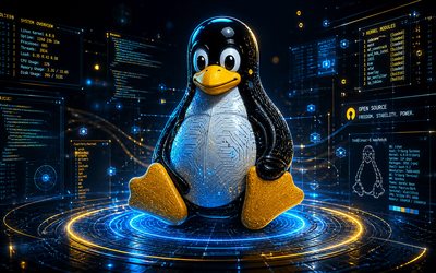 linux 3d logo, 4k, sininen futuristinen tausta, siniset neonsäteet, os merkit, linuxin futuristinen logo, linux neon logo, tuotemerkit, linux logo, linux