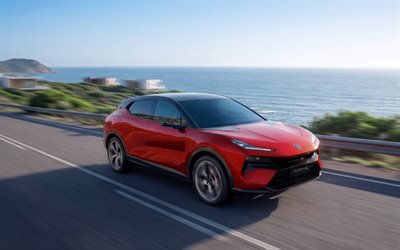 4k, Lotus Eletre For Me Hybrid EV SE, coast, 2026 cars, motion blur, Type 132, Lotus For Me, 2026 Lotus Eletre For Me, british cars, Lotus