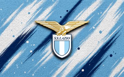 SS Lazio logo, 4k, blue white paint background, SS Lazio, Italian football club, SS Lazio emblem, Serie A, Italy, Lazio logo, Lazio