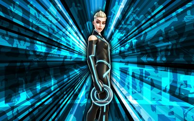 4k, bitre de bits, fondo de rayos azules, piel bitsream, fortnite de bitsream, arte abstracto, piel bitstream fortnite, personajes de fortnite, fortnita, arte creativo