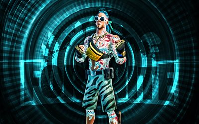 Glow King Krab Fortnite, 4k, turquoise spiral background, Fortnite, creative, Glow King Krab Skin, Fortnite Glow King Krab Skin, Glow King Krab, Fortnite characters