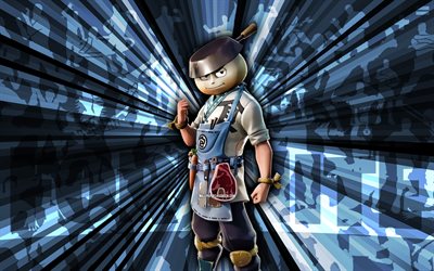 4k, ビーフバオブラザーズ, 青い光線の背景, ビーフバオブラザーズスキン, ビーフバオブロスフォートナイト, 抽象芸術, fortnite beef bao bros skin, fortniteキャラクター, fortnite, クリエイティブアート