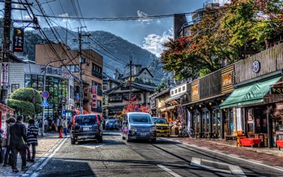 Kobe, streets, architecture, cars, HDR, houses, Japan