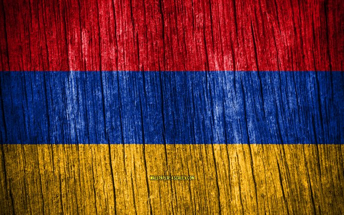 4k, bandiera dell armenia, giorno dell armenia, asia, bandiere di struttura in legno, bandiera armena, simboli nazionali armeni, paesi asiatici, armenia
