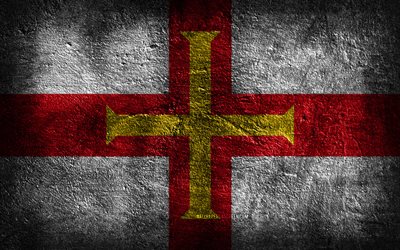 4k, guernesey îles anglo-normandes drapeau, la texture de la pierre, drapeau de guernesey îles anglo-normandes, fond de pierre, grunge art, jour de guernesey îles anglo-normandes, guernesey îles anglo-normandes symboles nationaux, guernesey îles anglo-normandes
