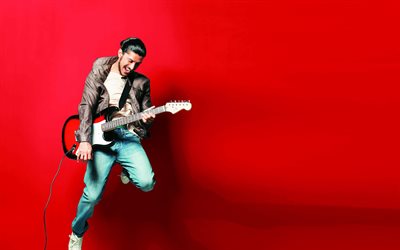 Farhan Akhtar with guitar, indian celebrity, Bollywood, movie stars, guys, pictures with Farhan Akhtar, indian actors, Farhan Akhtar photoshoot