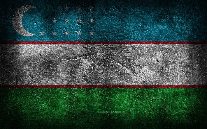 4k, bandiera dell uzbekistan, struttura di pietra, giorno dell uzbekistan, sfondo di pietra, simboli nazionali dell uzbekistan, uzbekistan