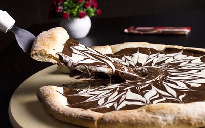 chocolate pizza, sweet pizza, chocolate, cream pizza, pastries, pizza, bakery, pizza drawings
