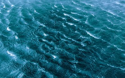 水の波, 4k, 青い水の背景, 波のテクスチャ, 自然な風合い, 水のテクスチャ, 水との背景
