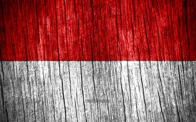 4k, indonesian lippu, indonesian päivä, aasia, puiset rakenneliput, indonesian kansalliset symbolit, aasian maat, indonesia