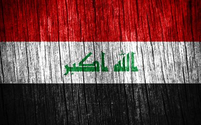 4K, Flag of Iraq, Day of Iraq, Asia, wooden texture flags, Iraqi flag, Iraqi national symbols, Asian countries, Iraq flag, Iraq