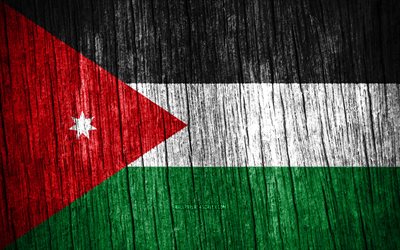4K, Flag of Jordan, Day of Jordan, Asia, wooden texture flags, Jordan flag, Jordan national symbols, Asian countries, Jordan