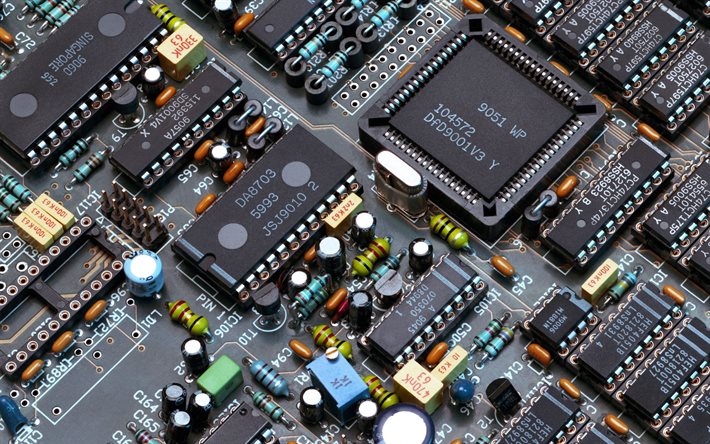 4k, chip, condensatori, circuiti stampati, scheda madre, microcircuito, schede, conduttori, binari