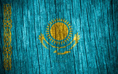 4k, bandeira do cazaquistão, dia do cazaquistão, ásia, textura de madeira bandeiras, cazaquistão símbolos nacionais, países asiáticos, cazaquistão bandeira, cazaquistão