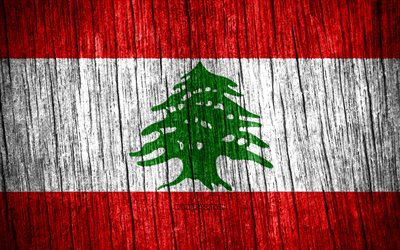 4k, libanonin lippu, libanonin päivä, aasia, puiset tekstuuriliput, libanonin kansalliset symbolit, aasian maat, libanon