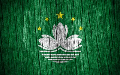 4K, Flag of Macau, Day of Macau, Asia, wooden texture flags, Macau flag, Macau national symbols, Asian countries, Macau