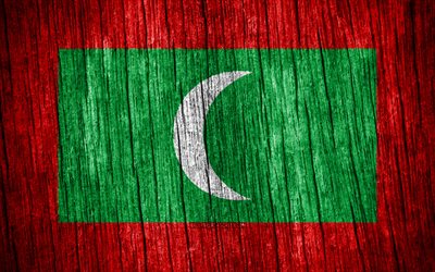 4k, bandiera delle maldive, giorno delle maldive, asia, bandiere di struttura in legno, simboli nazionali delle maldive, paesi asiatici, maldive