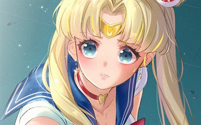 Usagi Tsukino, portrait, Sailor Moon, Japanese manga, anime characters, Tsukino Usagi, Sailor Moon characters