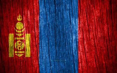 4k, mongoliets flagga, mongoliets dag, asien, trästrukturflaggor, mongoliska flaggan, mongoliska nationella symboler, asiatiska länder, mongoliet