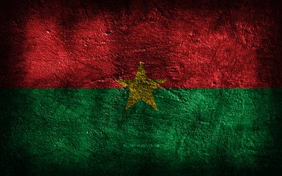 4k, Burkina Faso flag, stone texture, Flag of Burkina Faso, Day of Burkina Faso, stone background, grunge art, Burkina Faso national symbols, Burkina Faso, African countries