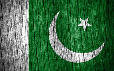 4k, 파키스탄의 국기, 파키스탄의 날, 아시아, 나무 질감 깃발, 파키스탄 국기, 파키스탄 국가 상징, 아시아 국가, 파키스탄