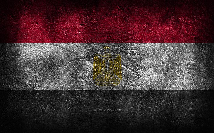 4k, egyptens flagga, stenstruktur, egyptens dag, stenbakgrund, egyptisk flagga, grungekonst, egyptiska nationella symboler, egypten, afrikanska länder