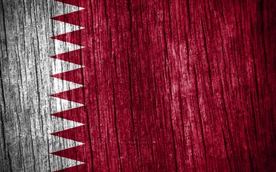 4k, 카타르의 국기, 카타르의 날, 아시아, 나무 질감 플래그, 카타르 국기, 카타르 국가 상징, 아시아 국가, 카타르