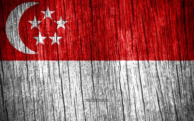 4k, singapores flagga, singapores dag, asien, trätexturflaggor, singapores nationella symboler, asiatiska länder, singapore