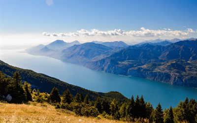 Lake Garda, summer, italian landmarks, mountains, Italy, Alps, Europe, beautiful nature