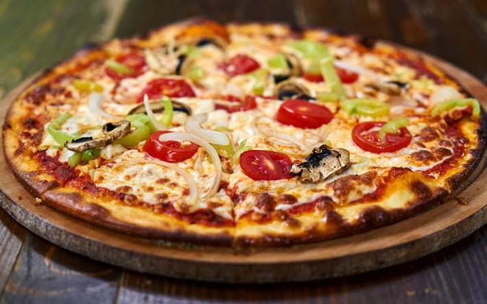 pizza sienillä, leivonnaiset, pizzatyypit, pizzakonseptit, sienet, pizza, herkullinen ruoka
