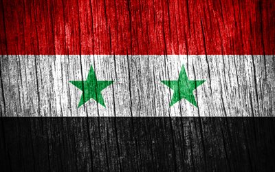 4k, 시리아의 국기, 시리아의 날, 아시아, 나무 질감 깃발, 시리아 국기, 시리아 국가 상징, 아시아 국가, 시리아