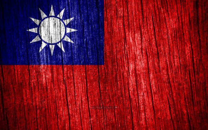 4k, taiwans flagga, taiwans dag, asien, trätexturflaggor, taiwanesiska flaggan, taiwanesiska nationella symboler, asiatiska länder, taiwan