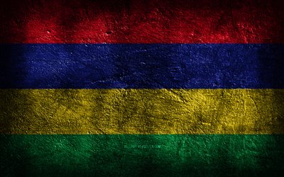 4k, mauritius bayrağı, taş doku, mauritius günü, taş arka plan, grunge sanat, mauritius ulusal sembolleri, mauritius, afrika ülkeleri