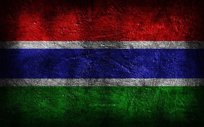 4k, gambiya bayrağı, taş doku, gambiya günü, taş arka plan, grunge sanat, gambiya ulusal sembolleri, gambiya, afrika ülkeleri