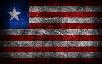 4k, Liberia flag, stone texture, Flag of Liberia, Day of Liberia, stone background, grunge art, Liberia national symbols, Liberia, African countries