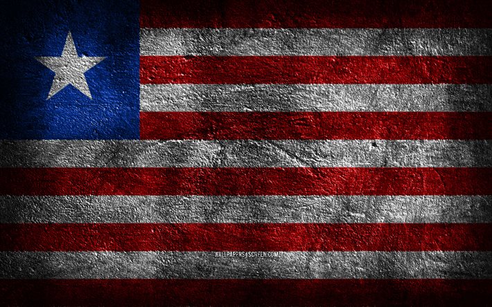 4k, Liberia flag, stone texture, Flag of Liberia, Day of Liberia, stone background, grunge art, Liberia national symbols, Liberia, African countries