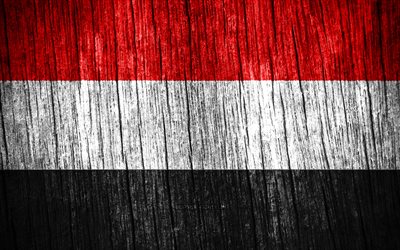 4k, 예멘의 국기, 예멘의 날, 아시아, 나무 질감 깃발, 예멘 국기, 예멘 국가 상징, 아시아 국가, 예멘