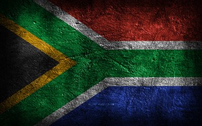 4k, 南アフリカの旗, 石の質感, 南アフリカの日, 石の背景, グランジアート, 南アフリカの国家のシンボル, 南アフリカ, アフリカ諸国